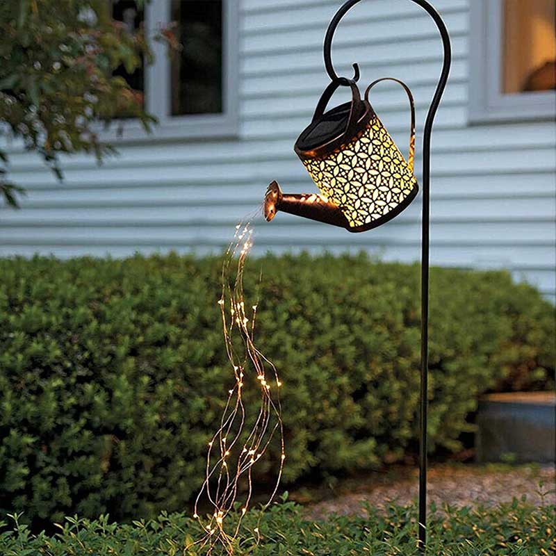 Gartenleuchte Solar in Gießkannenform mit Wasser-Effekt