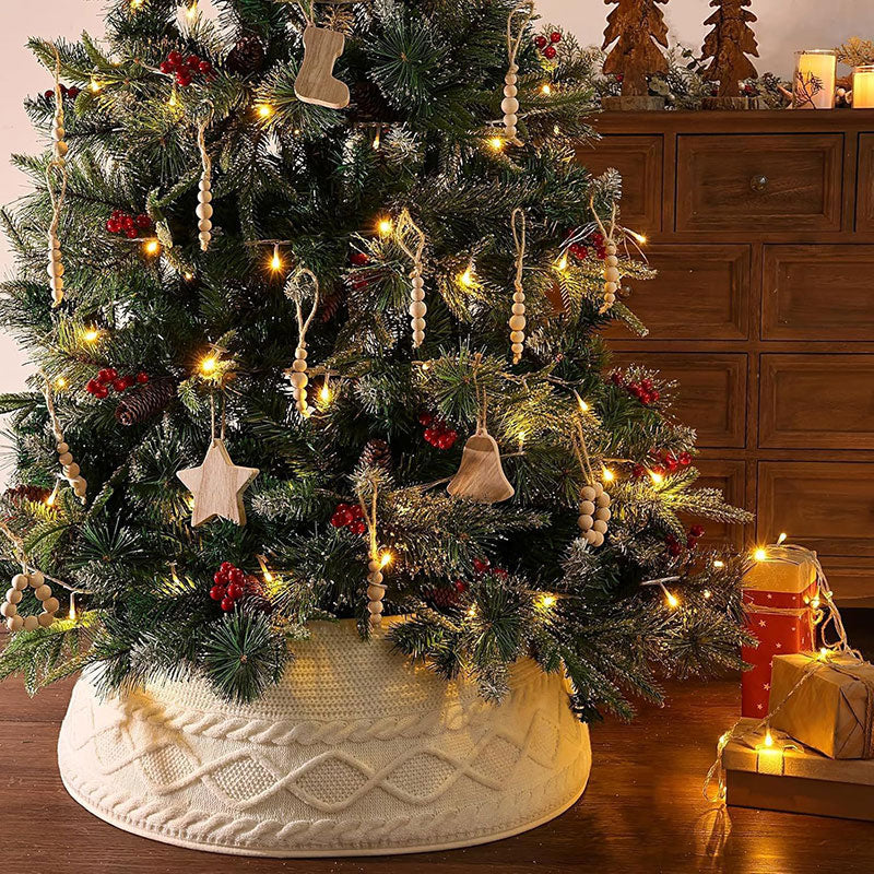 Gestrickter Weihnachtsbaum Rock mit Clips Verstellbare Baumdecke Weihnachtsdeko Baumumrandung