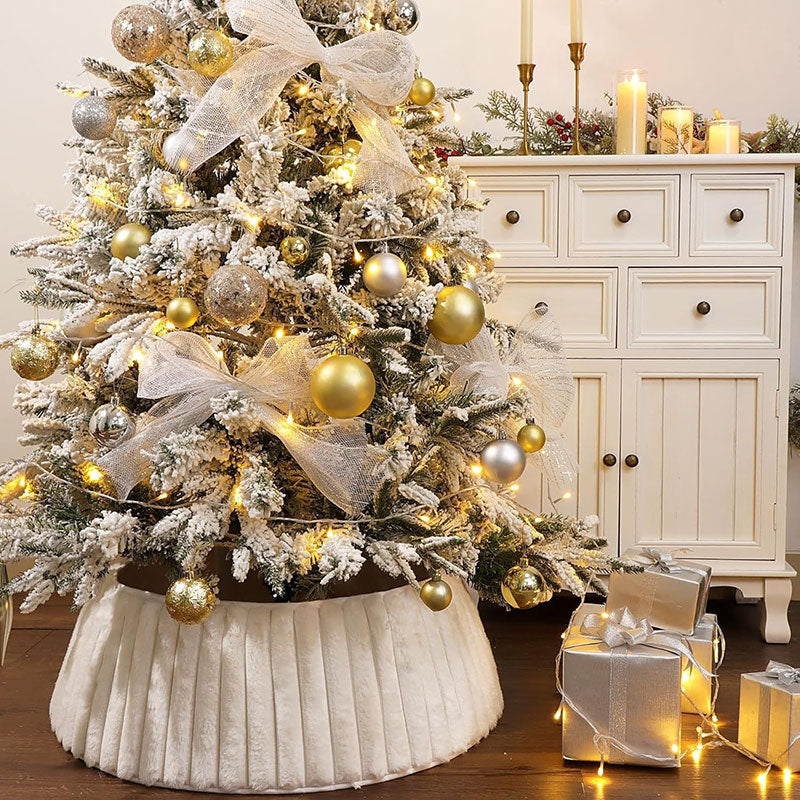 Gestrickter Weihnachtsbaum Rock mit Clips Verstellbare Baumdecke Weihnachtsdeko Baumumrandung