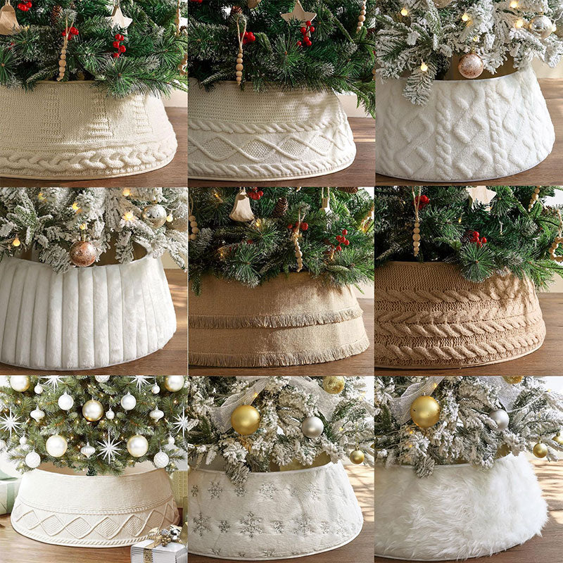 Gestrickter Weihnachtsbaum Rock mit Clips Verstellbare Baumdecke Weihnachtsdeko Baumumrandung