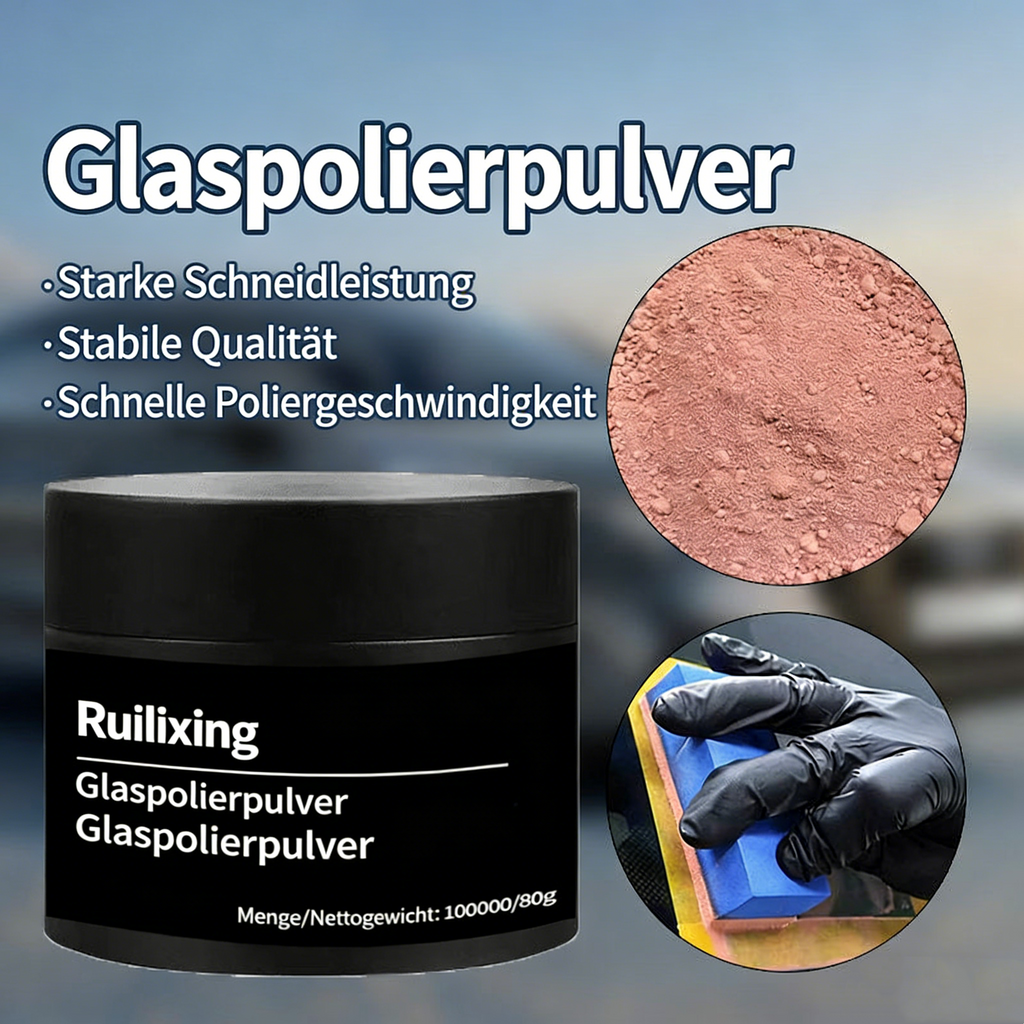 Glaspolierpulver für Auto – Entfernt Ölfilm & Wasserflecken – Tiefenreinigung für Frontscheibe & Klare Sicht – Sicher