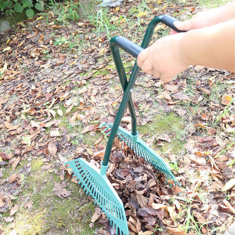 Großer Garten Laubrechen mit langem Holzstiel – Robuster Rasenrechen für Blätter, Gras & Gartenpflege
