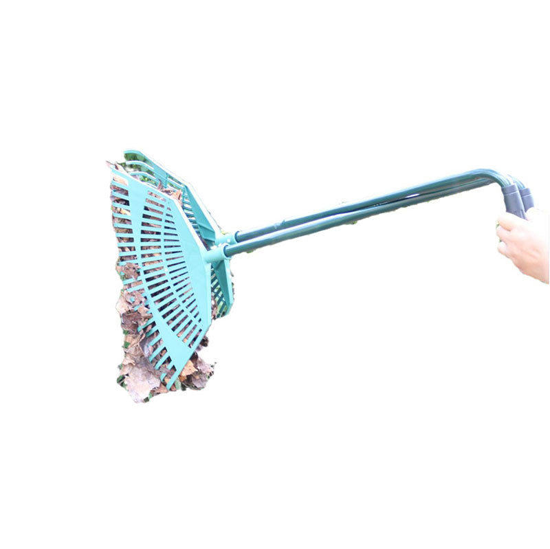 Großer Garten Laubrechen mit langem Holzstiel – Robuster Rasenrechen für Blätter, Gras & Gartenpflege