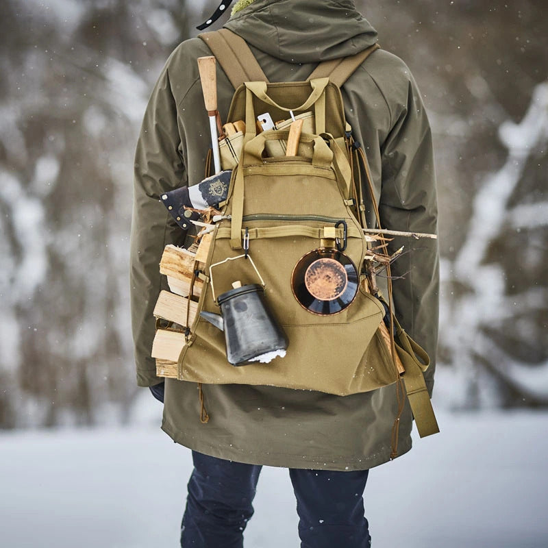 Haltbare Brennholztasche als Rucksack – Heavy Duty Kaminholztasche für Outdoor & Camping – Reißfestes Canvas – Tragbar