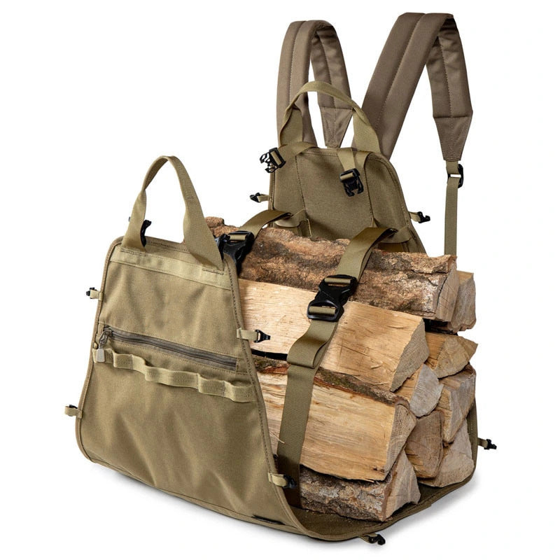 Haltbare Brennholztasche als Rucksack – Heavy Duty Kaminholztasche für Outdoor & Camping – Reißfestes Canvas – Tragbar