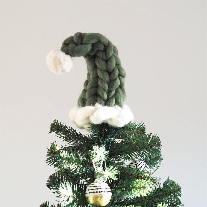 Handgestrickte Weihnachtsmütze aus Islandwolle für Weinflaschen Weihnachtsbaum Deko