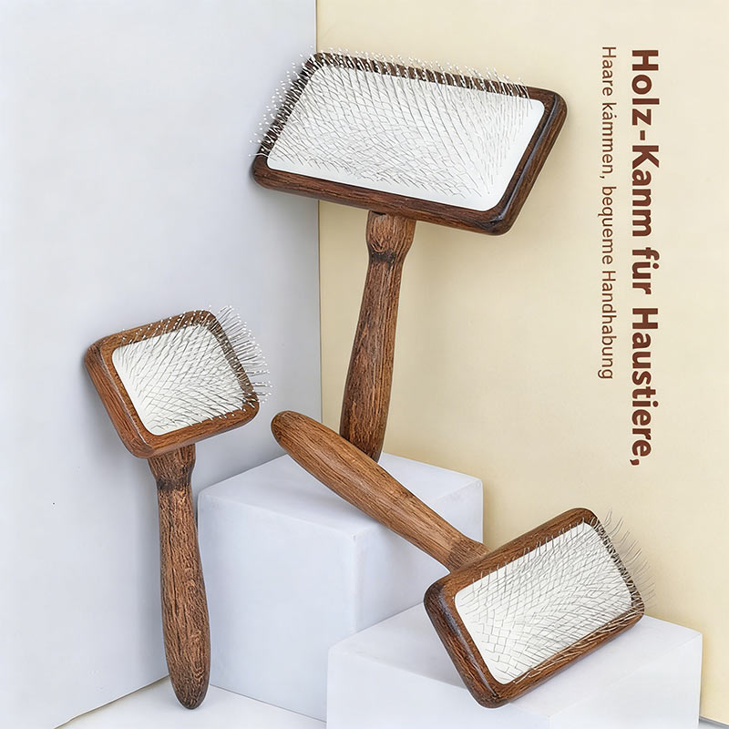 Haustier Holzkamm für Katze und Hund Nadelkamm Fellpflege Entfilzung Vintage Stil