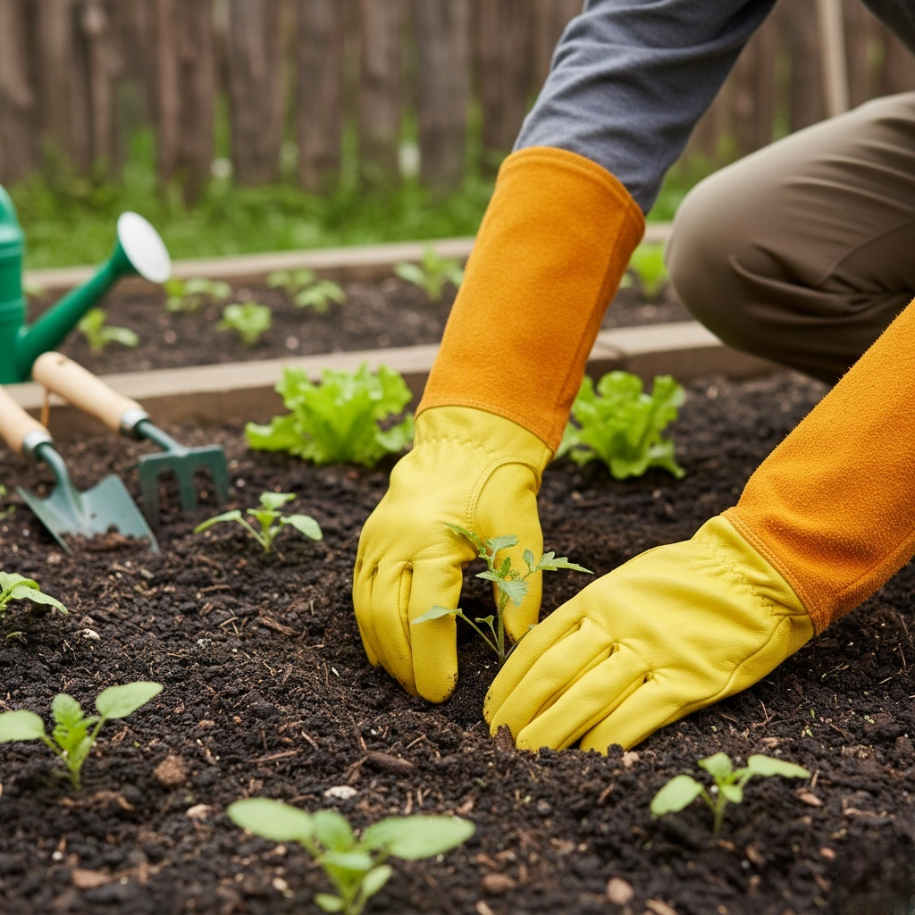 Hitze Beständige Gartenhandschuhe Atmungsaktiv Rutschfest Leder Langarm Outdoor Gartenarbeit Handschuhe