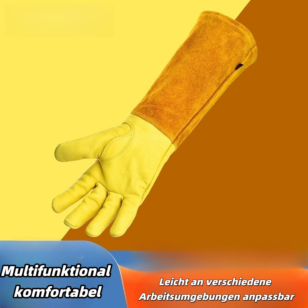 Hitze Beständige Gartenhandschuhe Atmungsaktiv Rutschfest Leder Langarm Outdoor Gartenarbeit Handschuhe