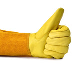 Hitze Beständige Gartenhandschuhe Atmungsaktiv Rutschfest Leder Langarm Outdoor Gartenarbeit Handschuhe