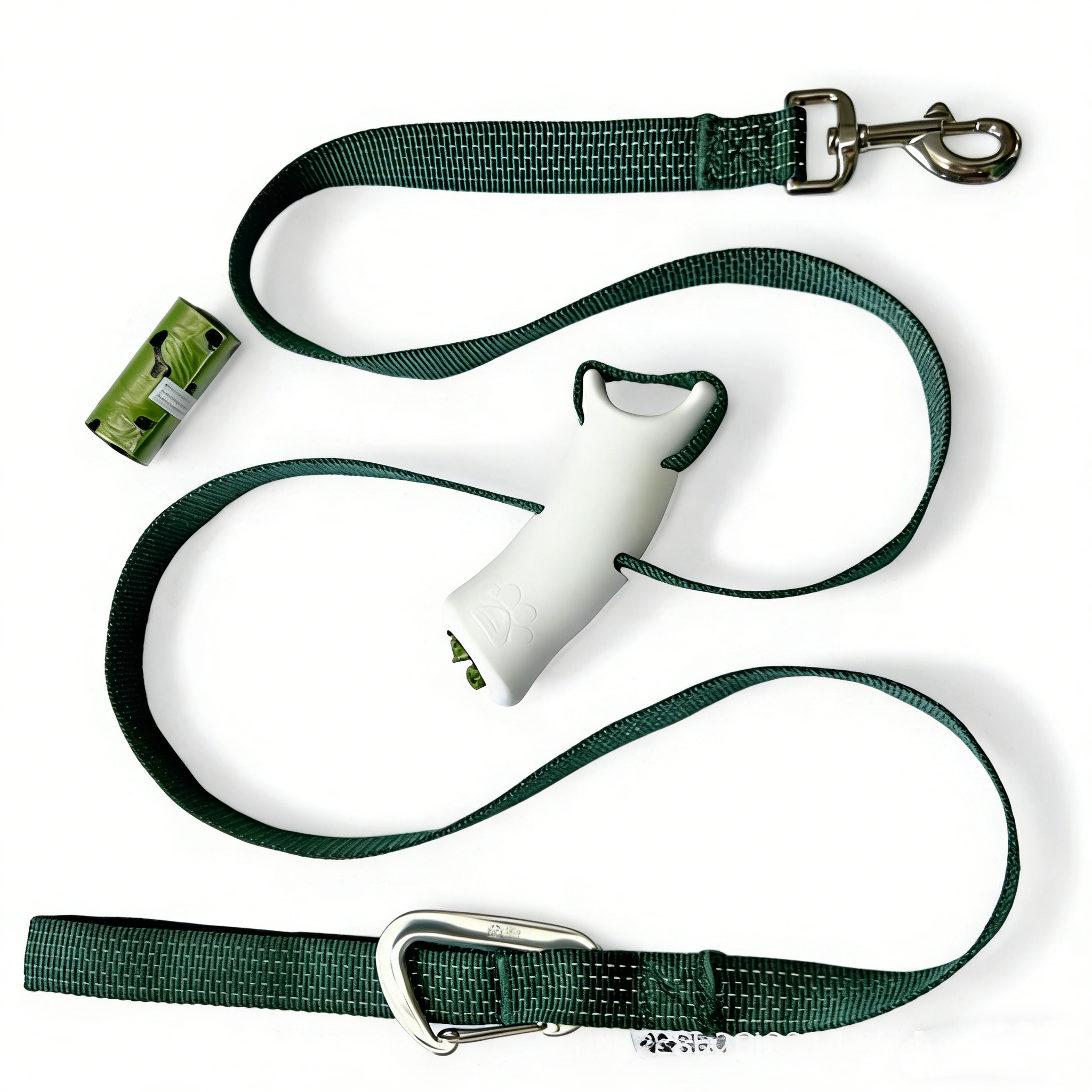Hundeleine mit Kurzhalte-Griff & Kotbeutelspender – Reflektierende Führleine für maximale Kontrolle – Robustes Nylon – Ideal für Training & Stadtspaziergänge 