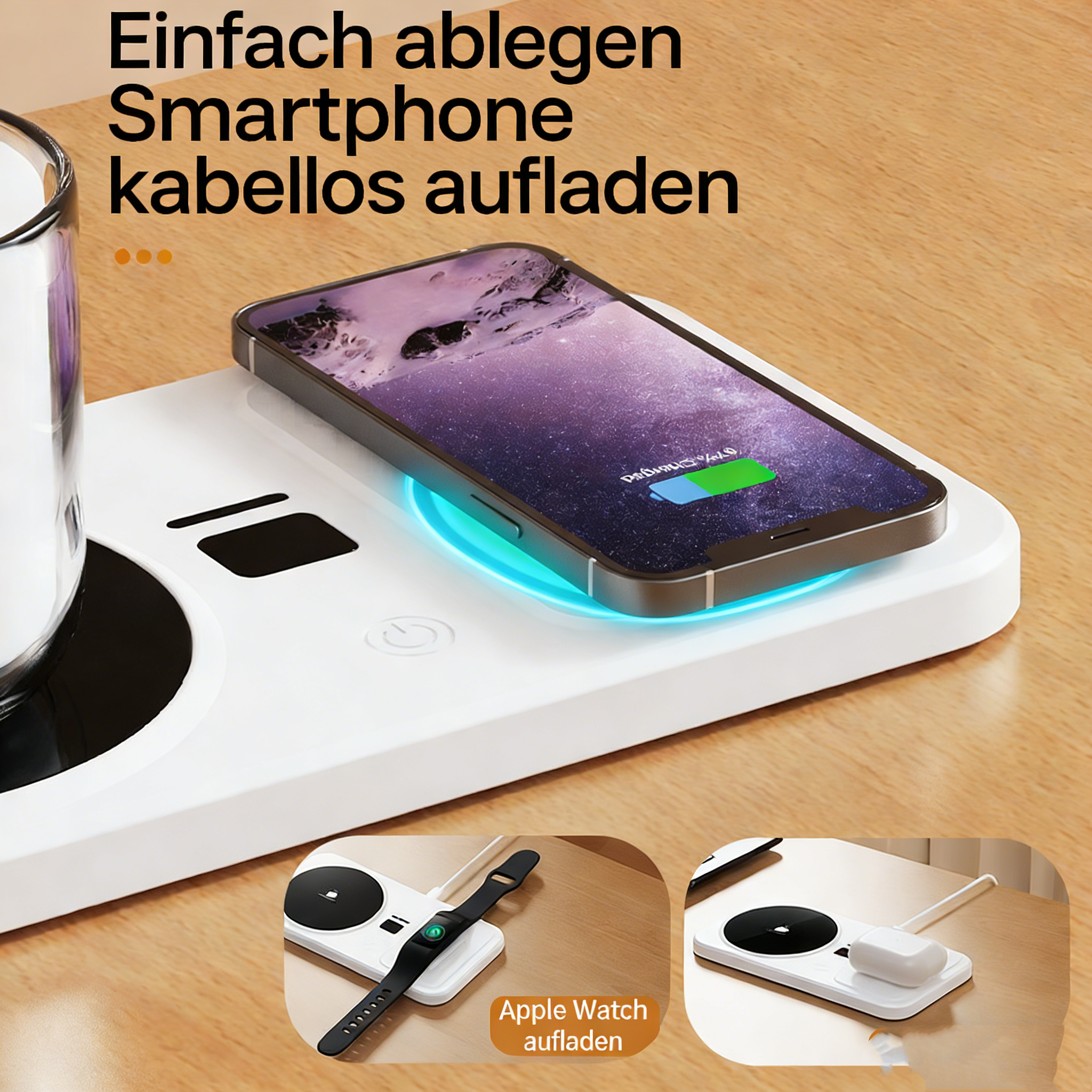 Intelligente Heizunterlage – Keramik-Tassenwärmer mit USB-Ladefunktion, Timer, Konstanttemperatur für Zuhause