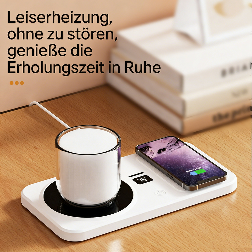 Intelligente Heizunterlage – Keramik-Tassenwärmer mit USB-Ladefunktion, Timer, Konstanttemperatur für Zuhause