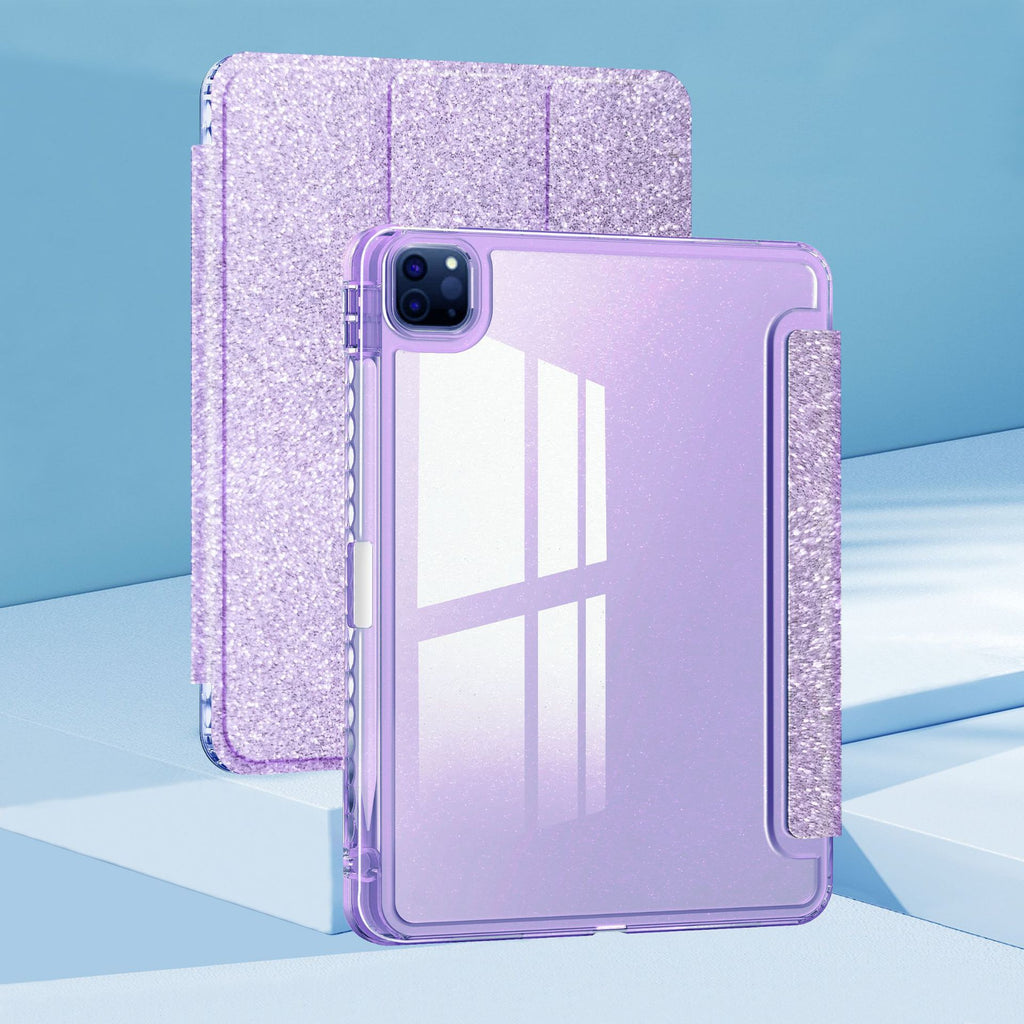 iPad Air 11/10 Schutzhülle – Acryl Tablet-Case mit Glitzer, Stifthalter & Anti-Biege-Design