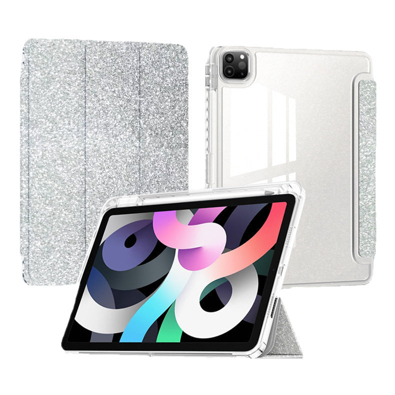 iPad Air 11/10 Schutzhülle – Acryl Tablet-Case mit Glitzer, Stifthalter & Anti-Biege-Design