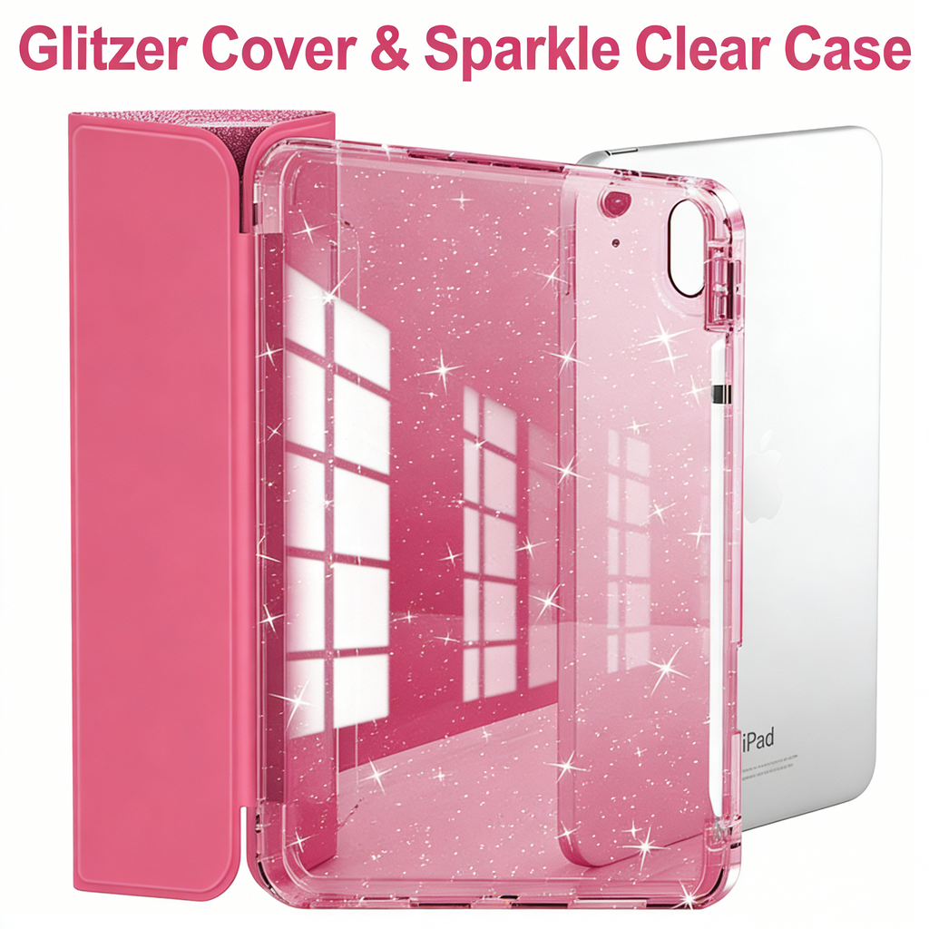 iPad Air 11/10 Schutzhülle – Acryl Tablet-Case mit Glitzer, Stifthalter & Anti-Biege-Design
