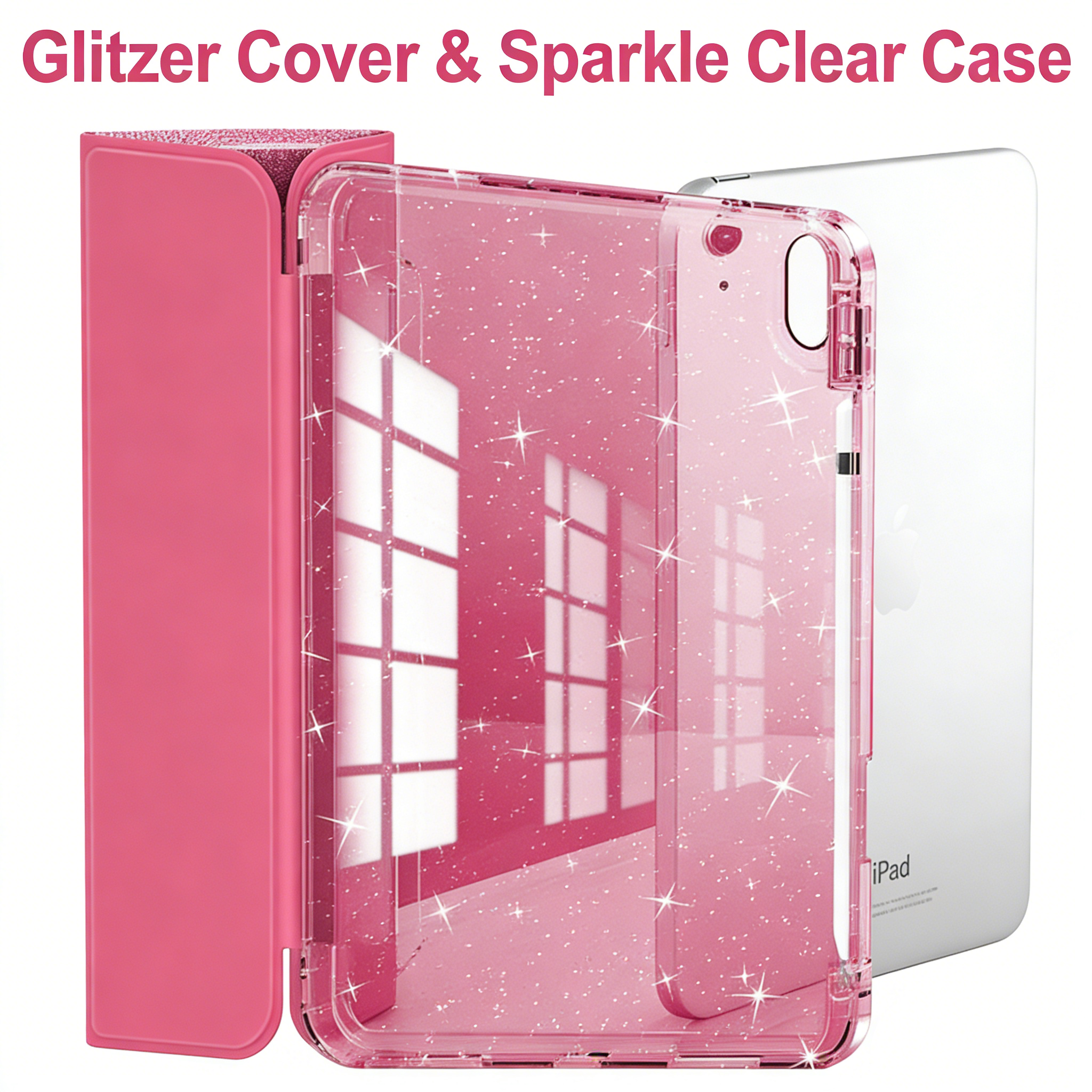 iPad Air 11/10 Schutzhülle – Acryl Tablet-Case mit Glitzer, Stifthalter & Anti-Biege-Design