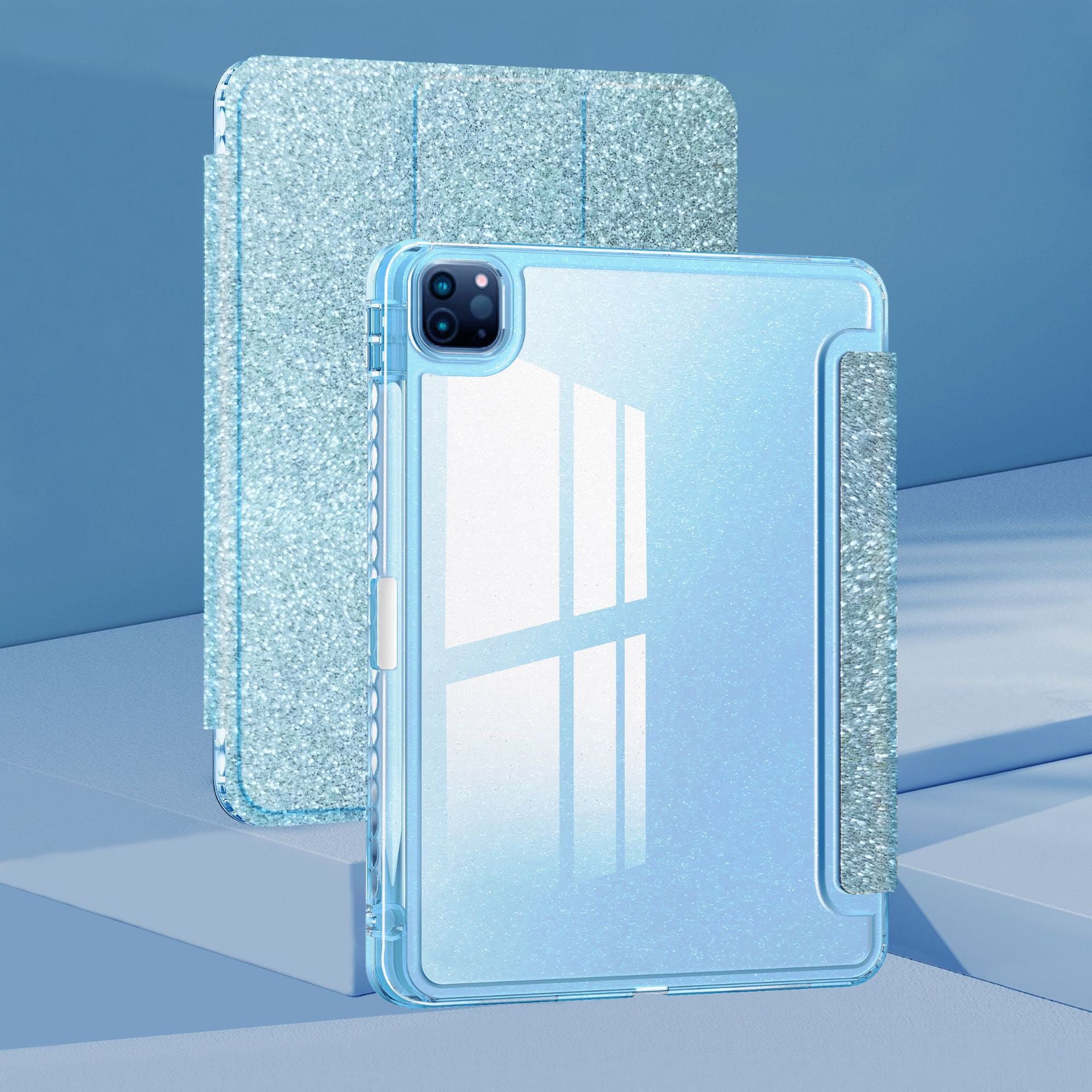iPad Air 11/10 Schutzhülle – Acryl Tablet-Case mit Glitzer, Stifthalter & Anti-Biege-Design