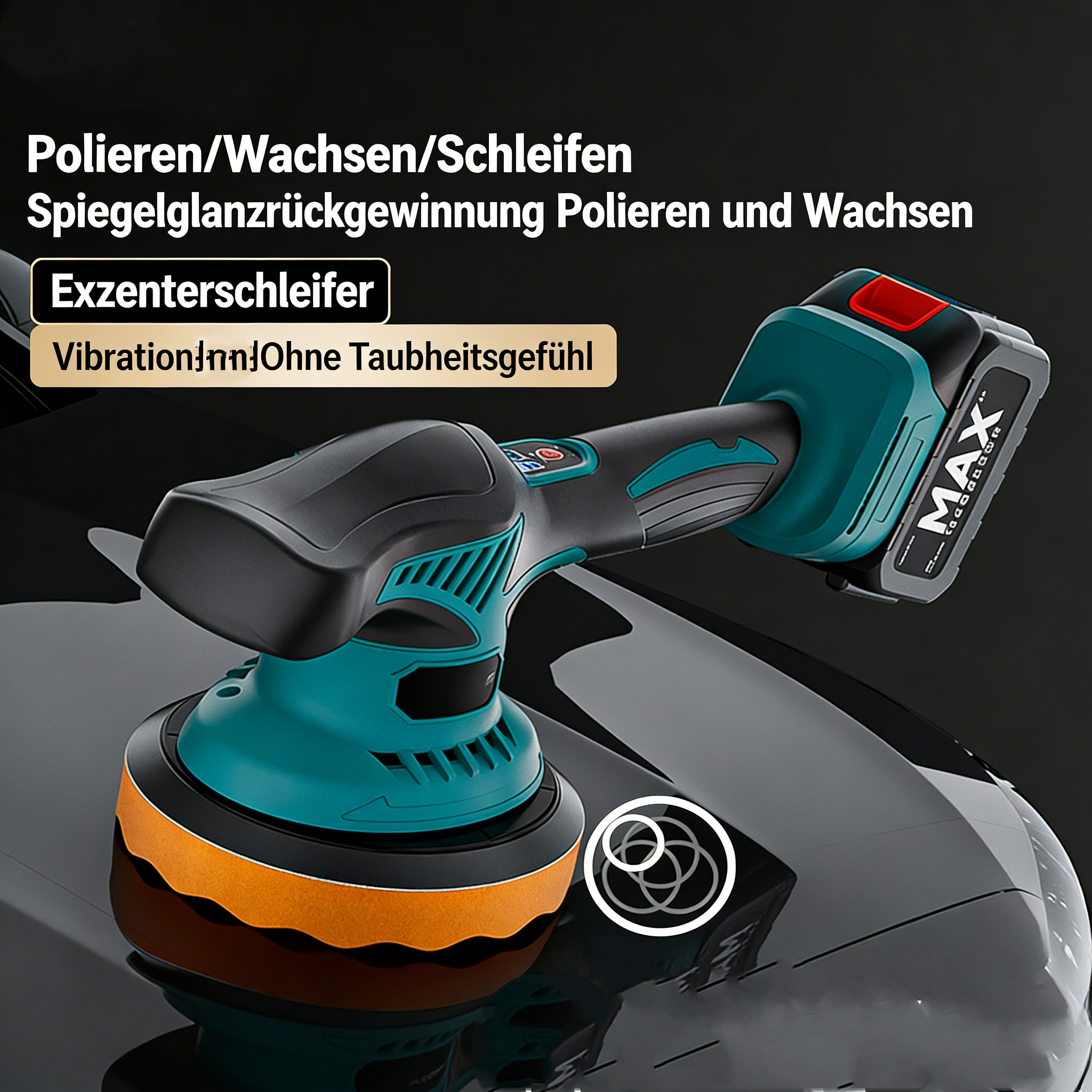Kabellose Exzenter Poliermaschine 12V – Akku Auto Polierer für Kratzerentfernung & Wachsen – Tragbares Set mit PadsKabellose Exzenter Poliermaschine 12V – Akku Auto Polierer für Kratzerentfernung & Wachsen – Tragbares Set mit Pads