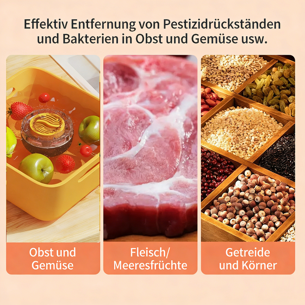 Kabelloser Obst- und Gemüse-Reiniger – Multifunktionaler Desinfektor zur Entfernung von Pestiziden und Keimen