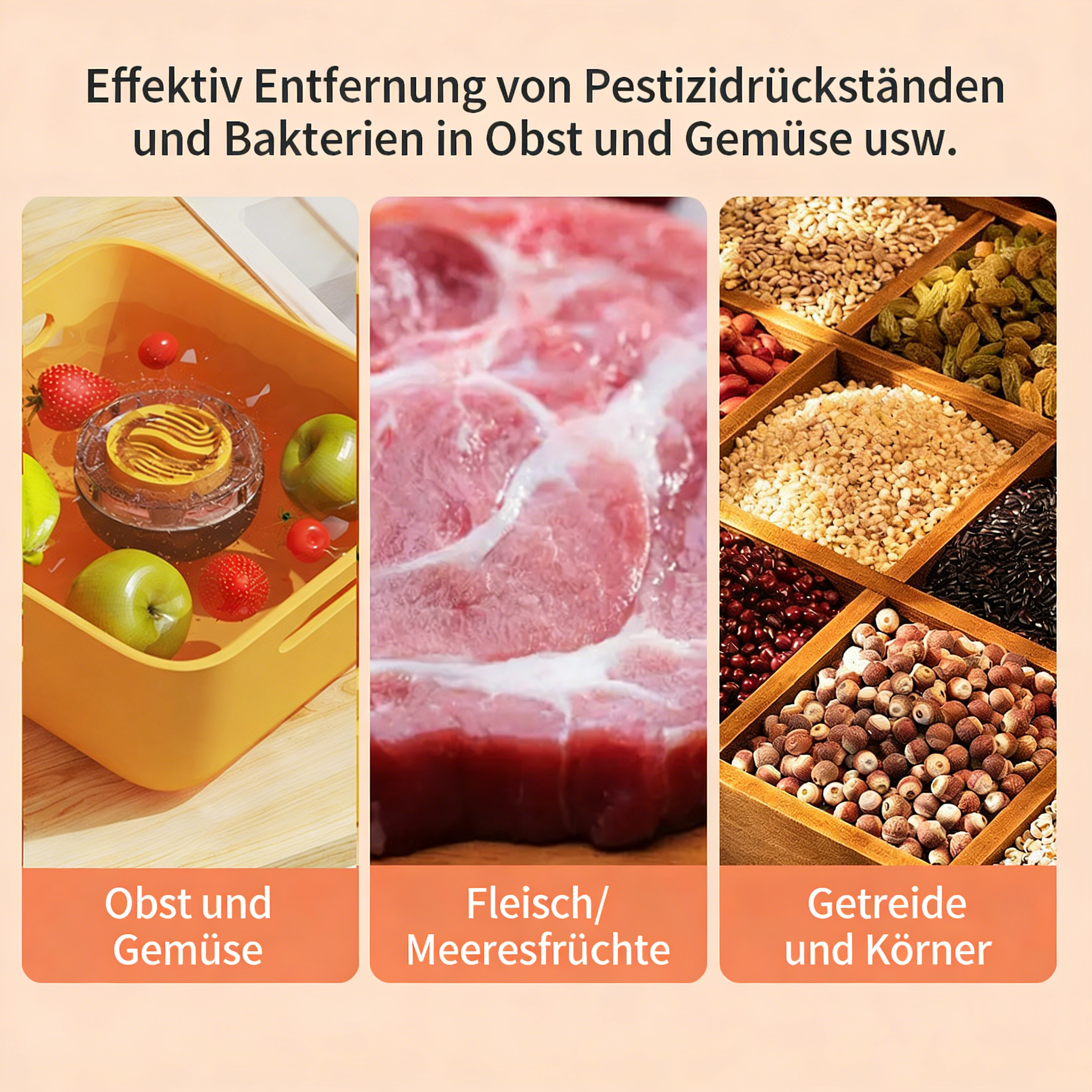 Kabelloser Obst- und Gemüse-Reiniger – Multifunktionaler Desinfektor zur Entfernung von Pestiziden und Keimen