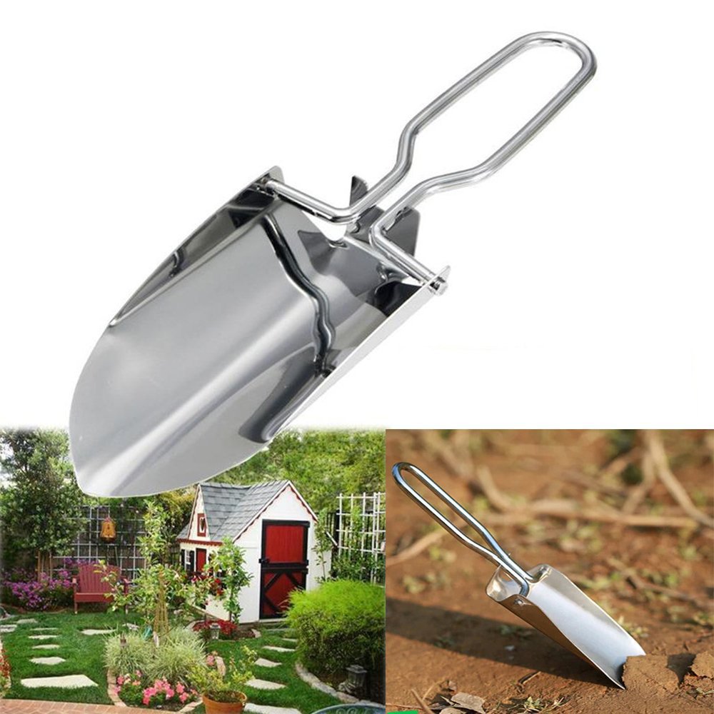 Klappbare Gartenschaufel aus Edelstahl – Robuste Faltschaufel für Garten & Camping – Mehrzweckspaten als Eisschaufel & Gartenwerkzeug – Rostfrei & Tragbar – Inkl. Aufbewahrungstasche