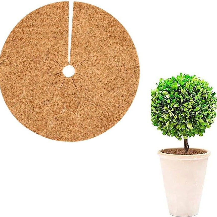 Kokos-Mulchscheibe für Pflanzen – Natürlicher Unkrautschutz & Winterschutz – Kokosmatte rund mit Schlitz – Verschiedene Größen (20-60cm) – Pflanzscheibe gegen Unkraut & Frost