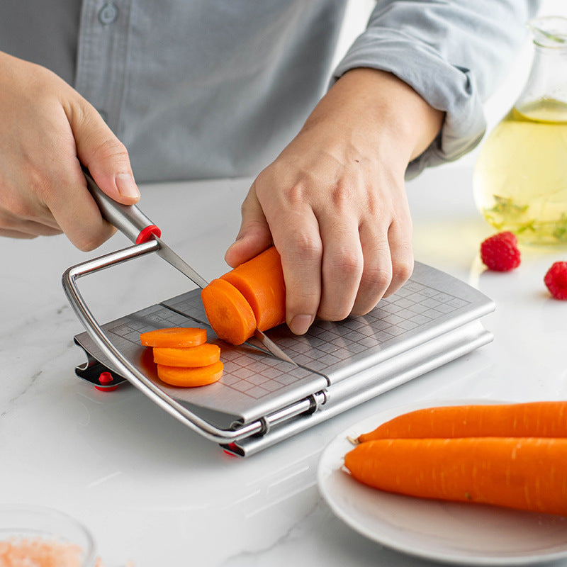 Küchenwerkzeug Edelstahl Käse- & Butter-Schneider mit Skala – Präziser Käse- & Schinkenaufschnitt für Küche