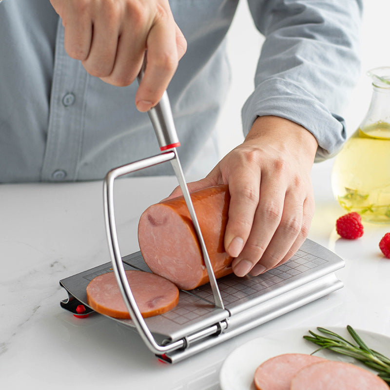 Küchenwerkzeug Edelstahl Käse- & Butter-Schneider mit Skala – Präziser Käse- & Schinkenaufschnitt für Küche