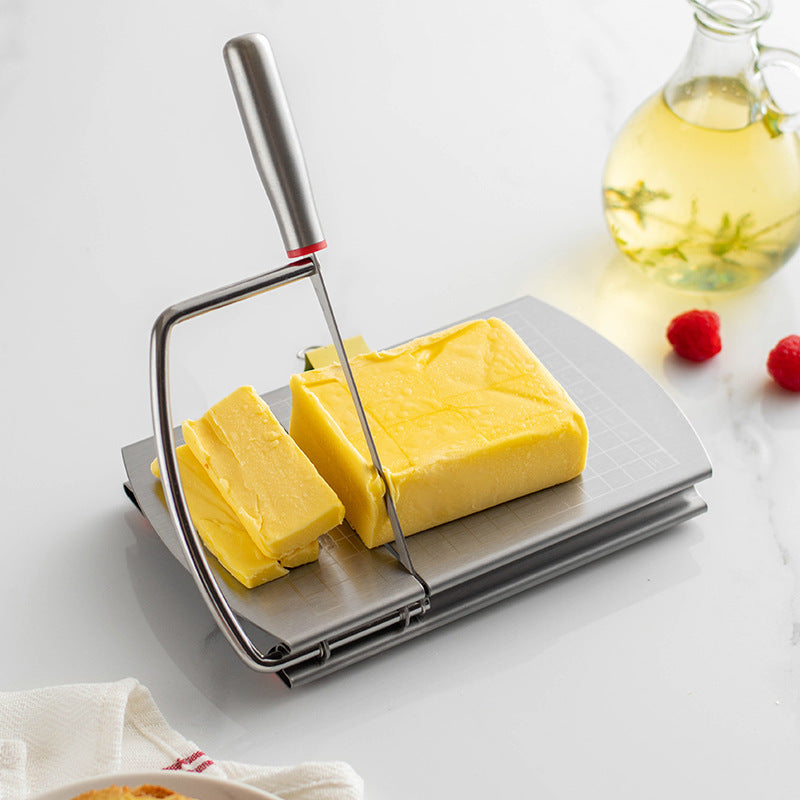 Küchenwerkzeug Edelstahl Käse- & Butter-Schneider mit Skala – Präziser Käse- & Schinkenaufschnitt für Küche