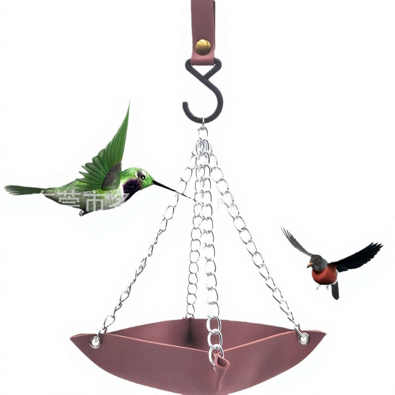 Vogel Futterstation aus Leder – Hängender Vogelfutterkorb mit Haken für Garten Balkon & Wildvögel Fütterung