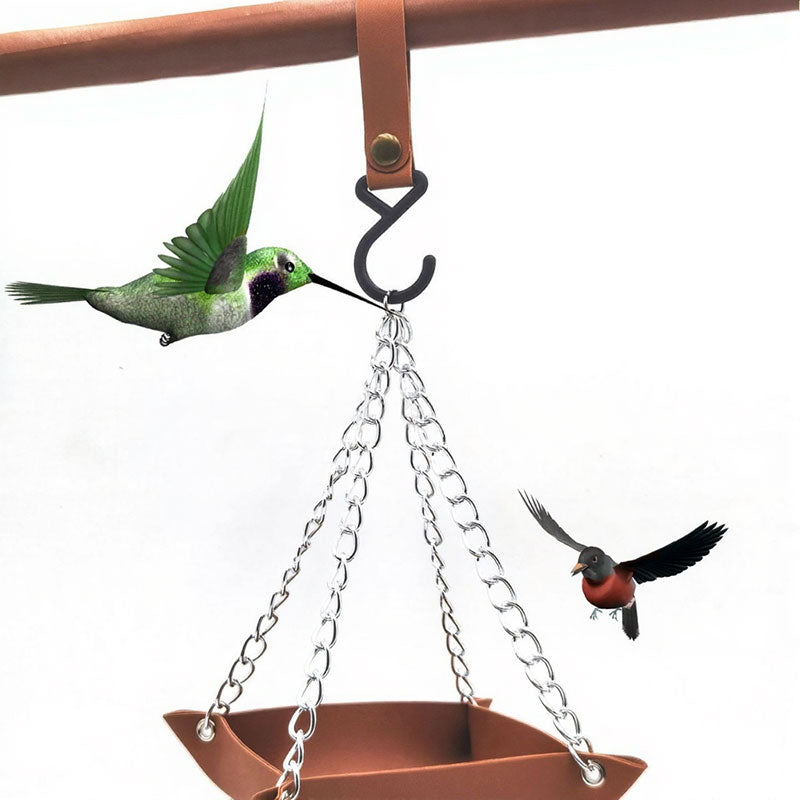 Vogel Futterstation aus Leder – Hängender Vogelfutterkorb mit Haken für Garten Balkon & Wildvögel Fütterung