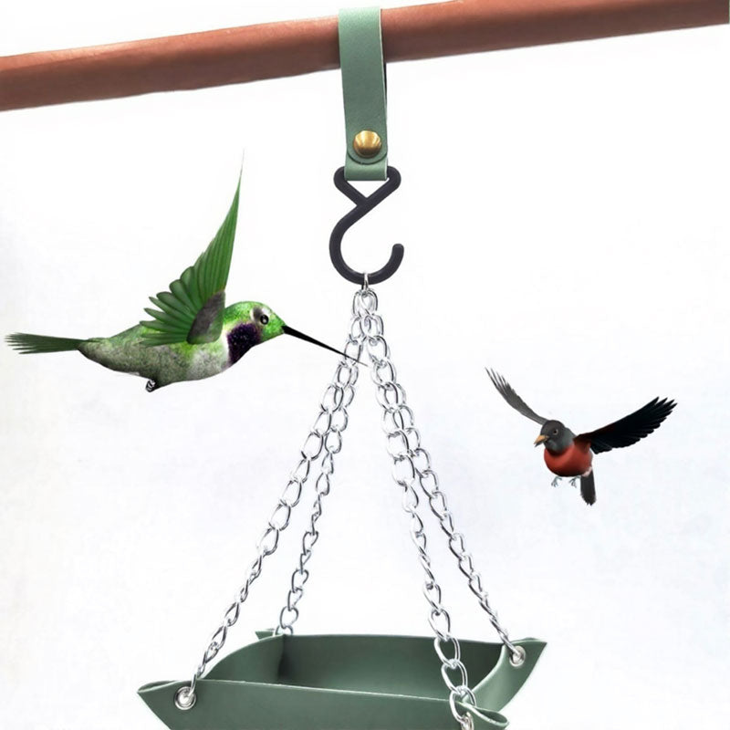 Vogel Futterstation aus Leder – Hängender Vogelfutterkorb mit Haken für Garten Balkon & Wildvögel Fütterung