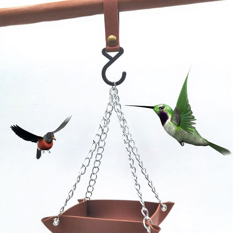 Vogel Futterstation aus Leder – Hängender Vogelfutterkorb mit Haken für Garten Balkon & Wildvögel Fütterung