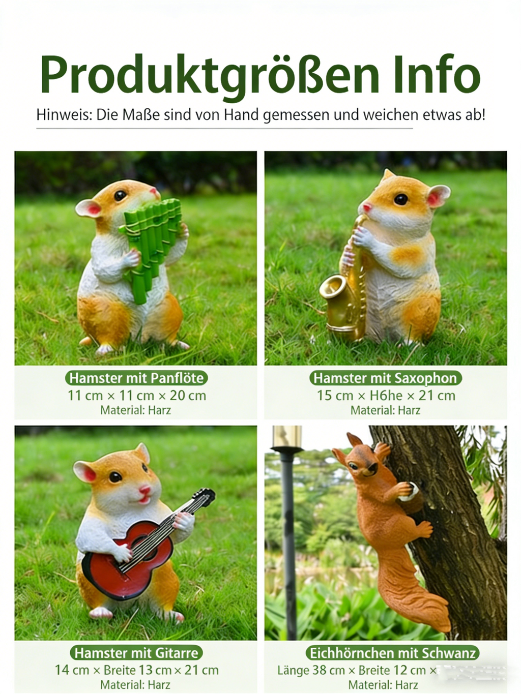 Lebensechte Eichhörnchen Gartenfigur – Wetterfeste Baumdeko aus Kunstharz – Realistische Tierfigur für Garten & Terrasse