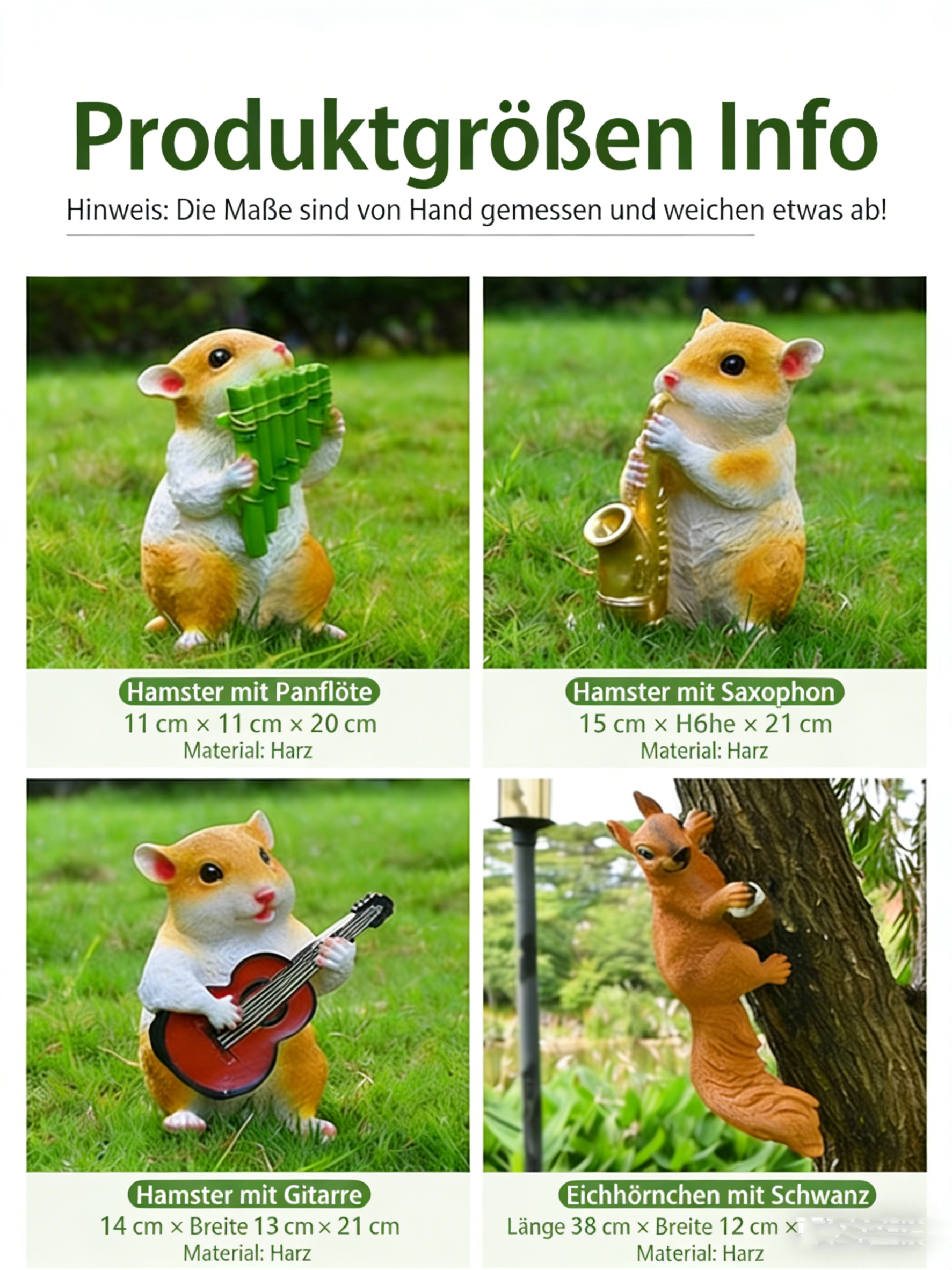 Lebensechte Eichhörnchen Gartenfigur – Wetterfeste Baumdeko aus Kunstharz – Realistische Tierfigur für Garten & Terrasse