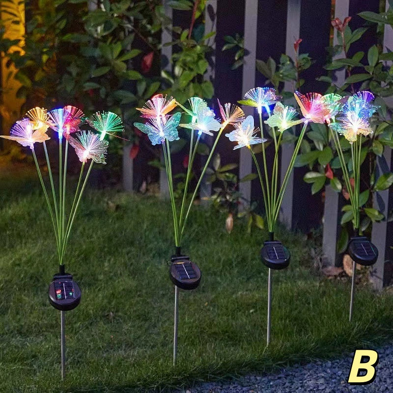 LED Doppel-Schicht Blumen Rasenlampe Faseroptik Outdoor Garten Dekor Bodenlicht Wasserdicht