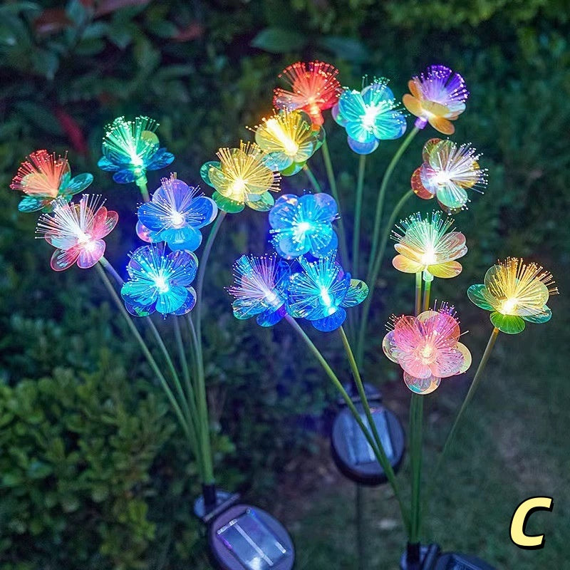 LED Doppel-Schicht Blumen Rasenlampe Faseroptik Outdoor Garten Dekor Bodenlicht Wasserdicht