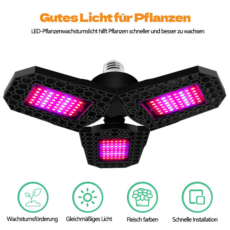 LED Drei-Blatt Faltbares Pflanzenwachstumslicht - Rot-Blau Spektrum Pflanzenlicht