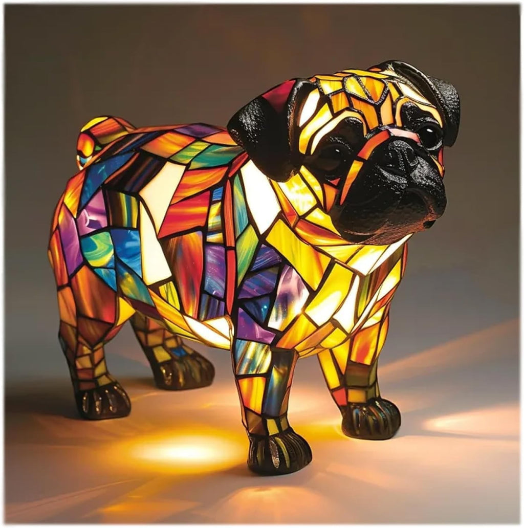 LED Nachtlicht Hund Figur aus Resin – dekorative Tier Skulptur für Tisch und Zuhause