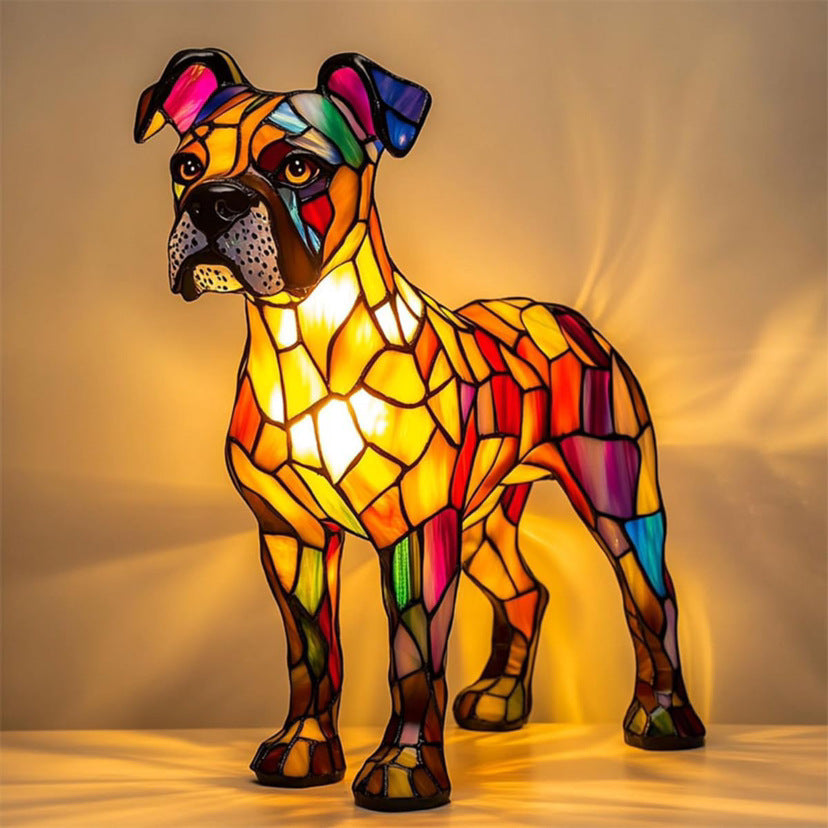 LED Nachtlicht Hund Figur aus Resin – dekorative Tier Skulptur für Tisch und Zuhause