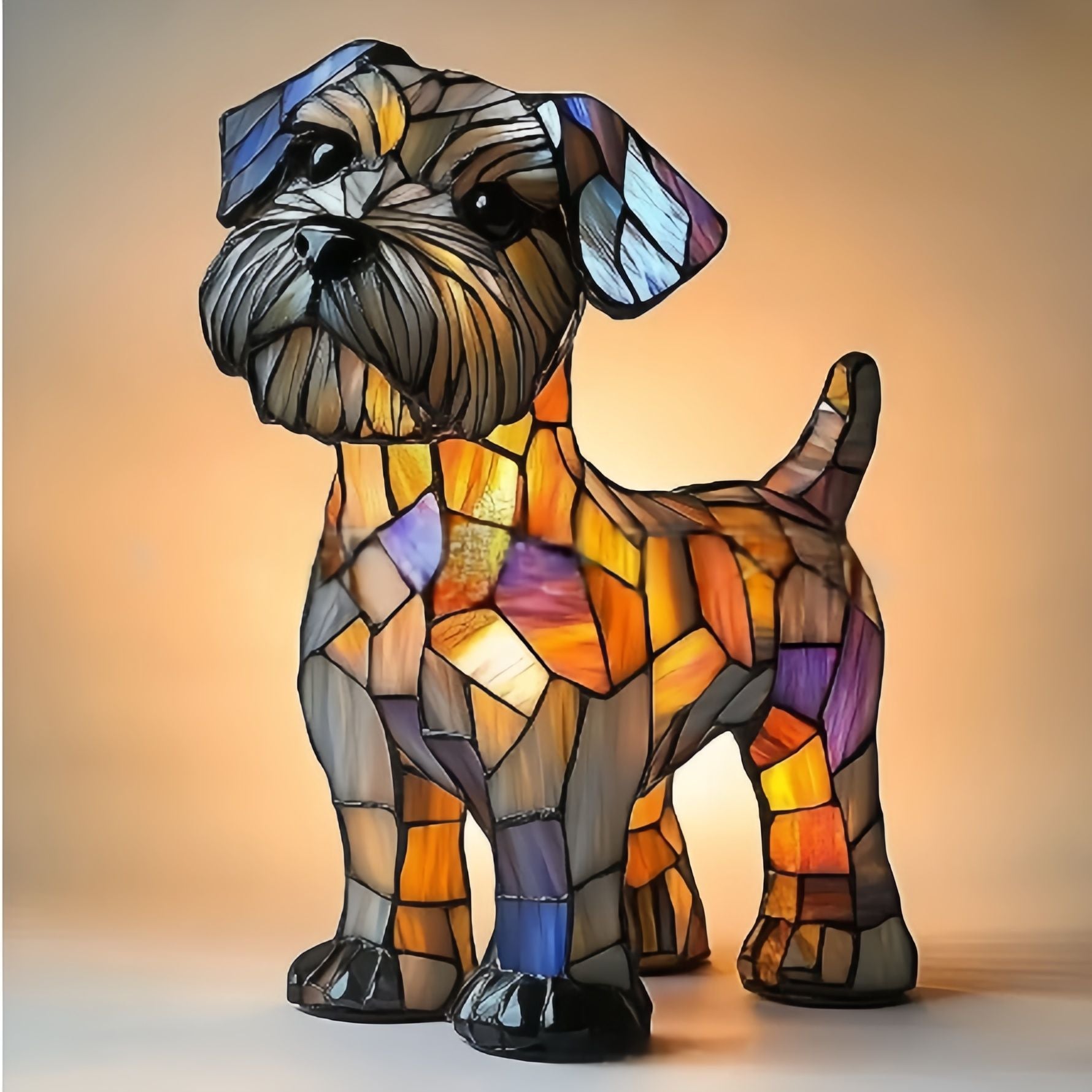 LED Nachtlicht Hund Figur aus Resin – dekorative Tier Skulptur für Tisch und Zuhause