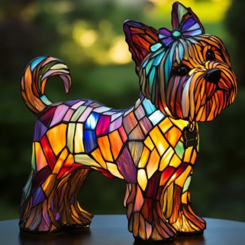 LED Nachtlicht Hund Figur aus Resin – dekorative Tier Skulptur für Tisch und Zuhause