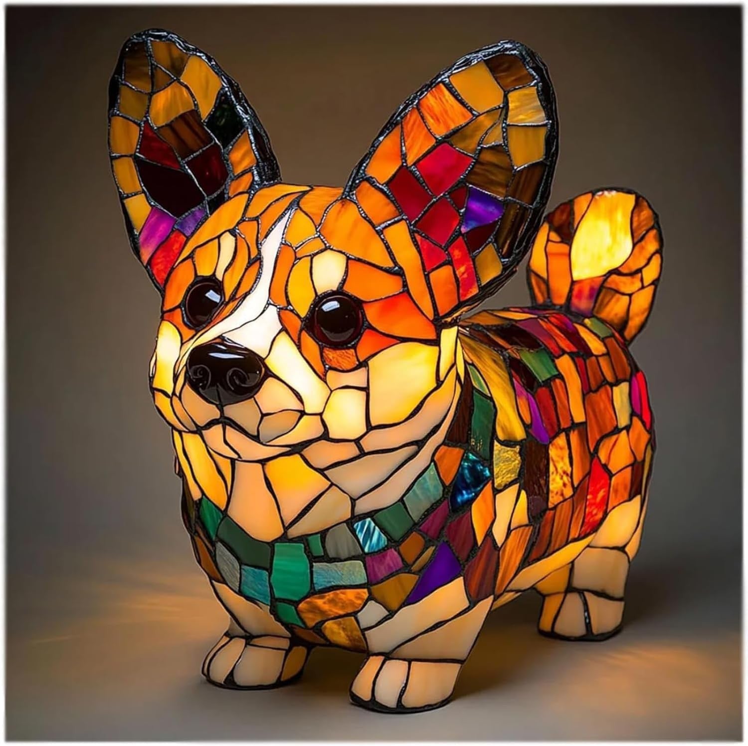 LED Nachtlicht Hund Figur aus Resin – dekorative Tier Skulptur für Tisch und Zuhause