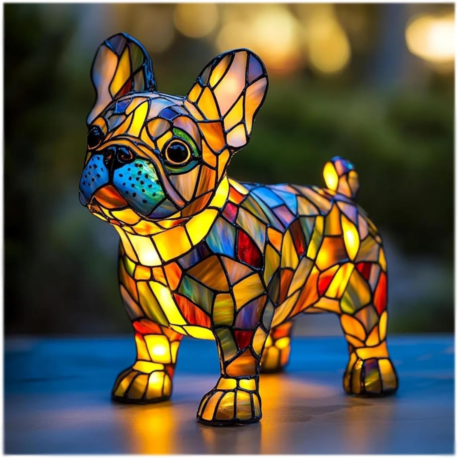 LED Nachtlicht Hund Figur aus Resin – dekorative Tier Skulptur für Tisch und Zuhause