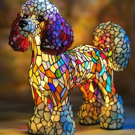 LED Nachtlicht Hund Figur aus Resin – dekorative Tier Skulptur für Tisch und Zuhause