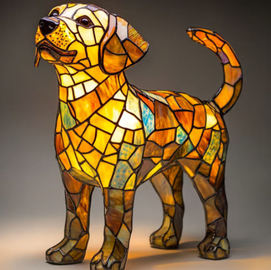 LED Nachtlicht Hund Figur aus Resin – dekorative Tier Skulptur für Tisch und Zuhause