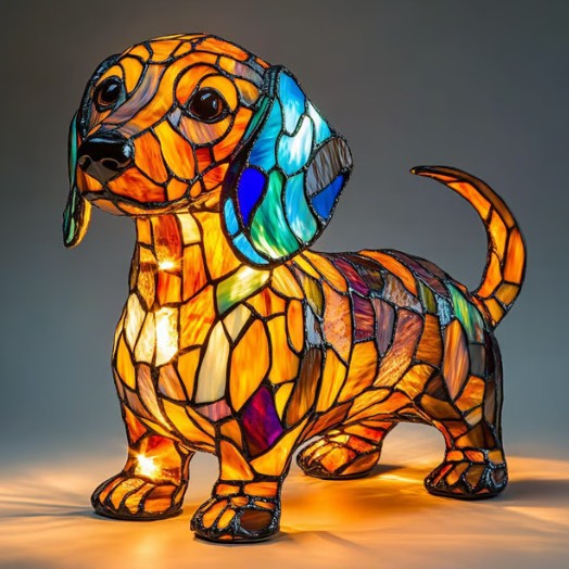 LED Nachtlicht Hund Figur aus Resin – dekorative Tier Skulptur für Tisch und Zuhause