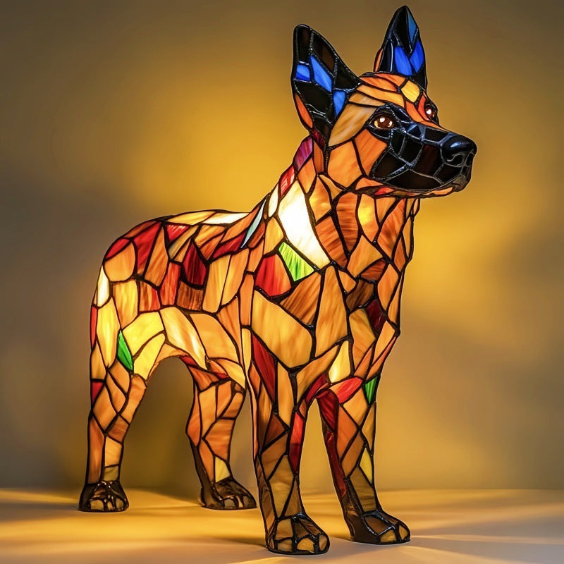 LED Nachtlicht Hund Figur aus Resin – dekorative Tier Skulptur für Tisch und Zuhause