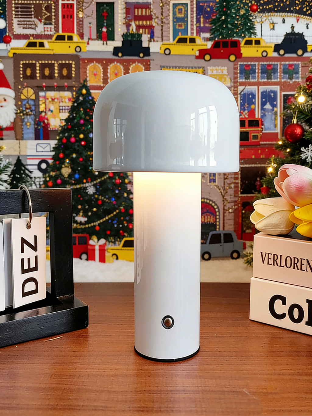 LED Pilz Tischlampe mit Touch-Steuerung – 3-Farben Dimmbare Pilzleuchte – Kabellose Nachttischlampe mit Akku – Stilvolle Pilz-Deko für Schlafzimmer & Wohnzimmer